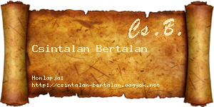 Csintalan Bertalan névjegykártya