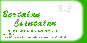 bertalan csintalan business card